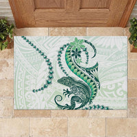 Green Maori Tuatara Rubber Doormat Luxury Pastel Pattern