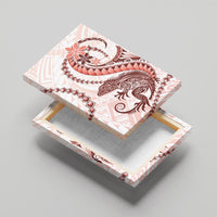 Red Maori Tuatara Canvas Wall Art Luxury Pastel Pattern