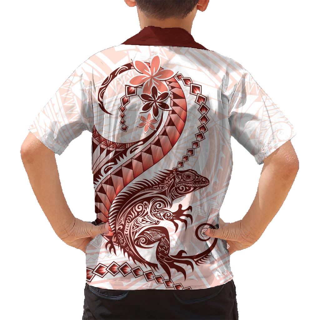 Red Maori Tuatara Family Matching Long Sleeve Bodycon Dress and Hawaiian Shirt Luxury Pastel Pattern LT01 - Polynesian Pride