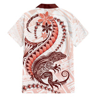 Red Maori Tuatara Family Matching Off Shoulder Maxi Dress and Hawaiian Shirt Luxury Pastel Pattern LT01 - Polynesian Pride
