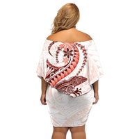 Red Maori Tuatara Family Matching Off Shoulder Short Dress and Hawaiian Shirt Luxury Pastel Pattern LT01 - Polynesian Pride