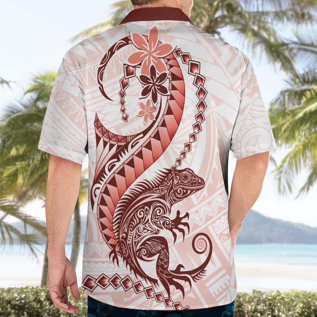 Red Maori Tuatara Hawaiian Shirt Luxury Pastel Pattern