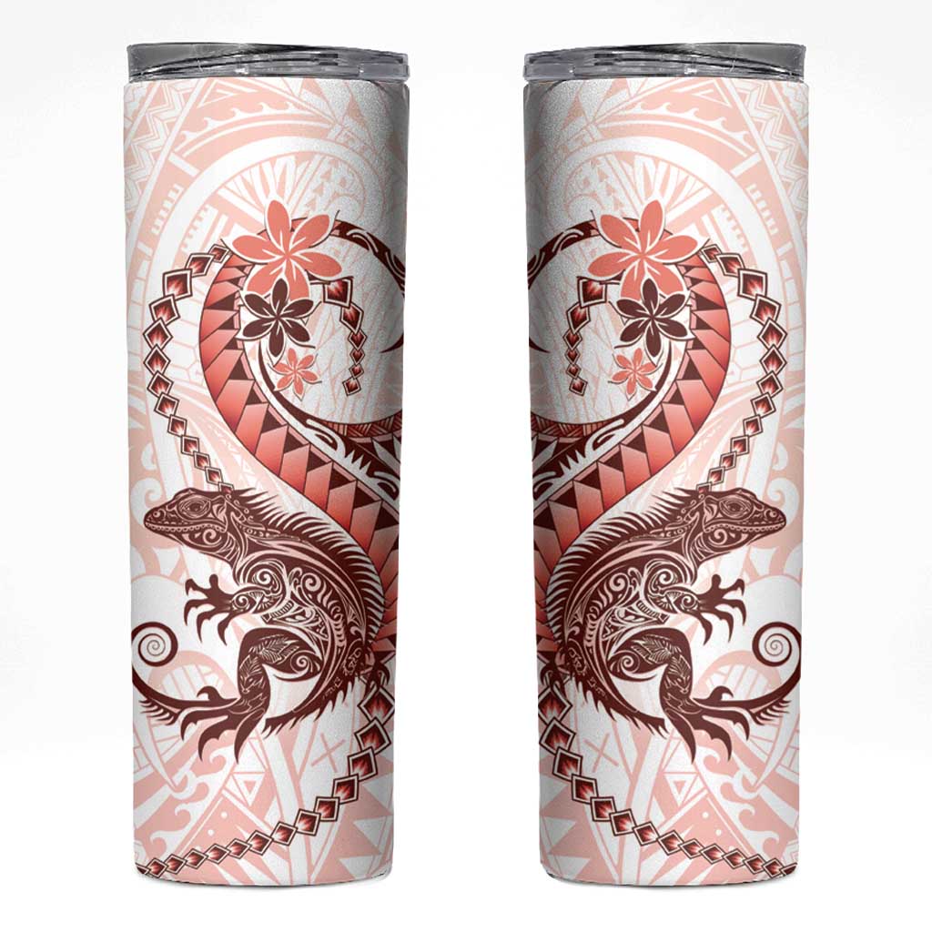 Red Maori Tuatara Skinny Tumbler Luxury Pastel Pattern LT01 Red - Polynesian Pride