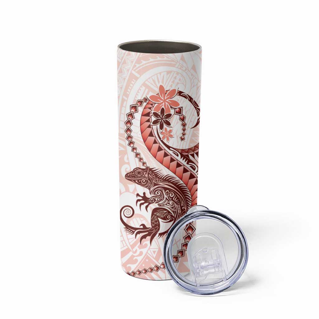 Red Maori Tuatara Skinny Tumbler Luxury Pastel Pattern LT01 - Polynesian Pride