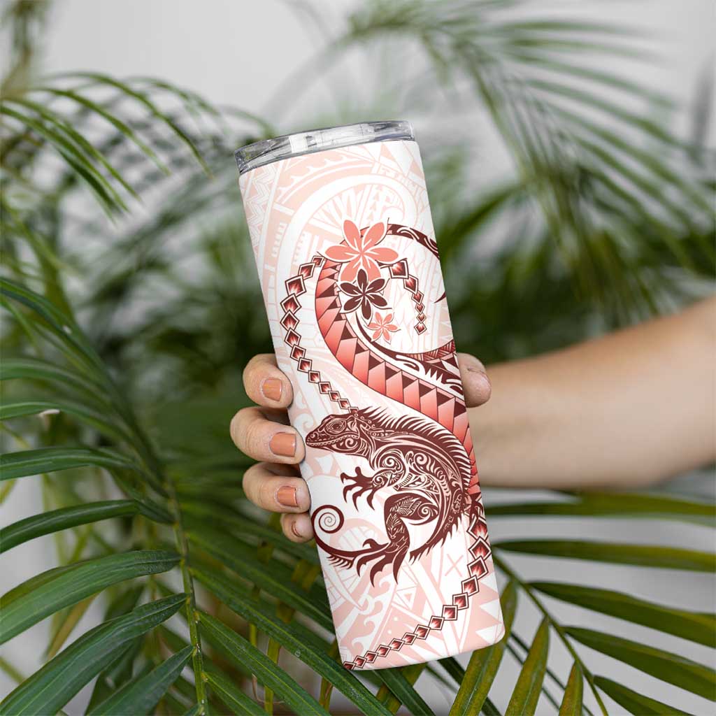 Red Maori Tuatara Skinny Tumbler Luxury Pastel Pattern LT01 - Polynesian Pride