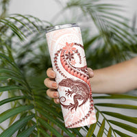 Red Maori Tuatara Skinny Tumbler Luxury Pastel Pattern LT01 - Polynesian Pride