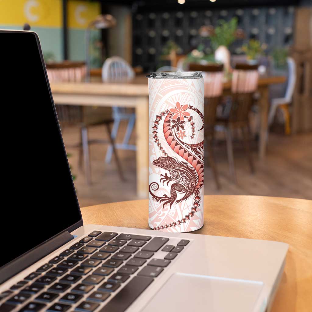 Red Maori Tuatara Skinny Tumbler Luxury Pastel Pattern LT01 - Polynesian Pride