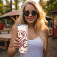 Red Maori Tuatara Skinny Tumbler Luxury Pastel Pattern LT01 - Polynesian Pride