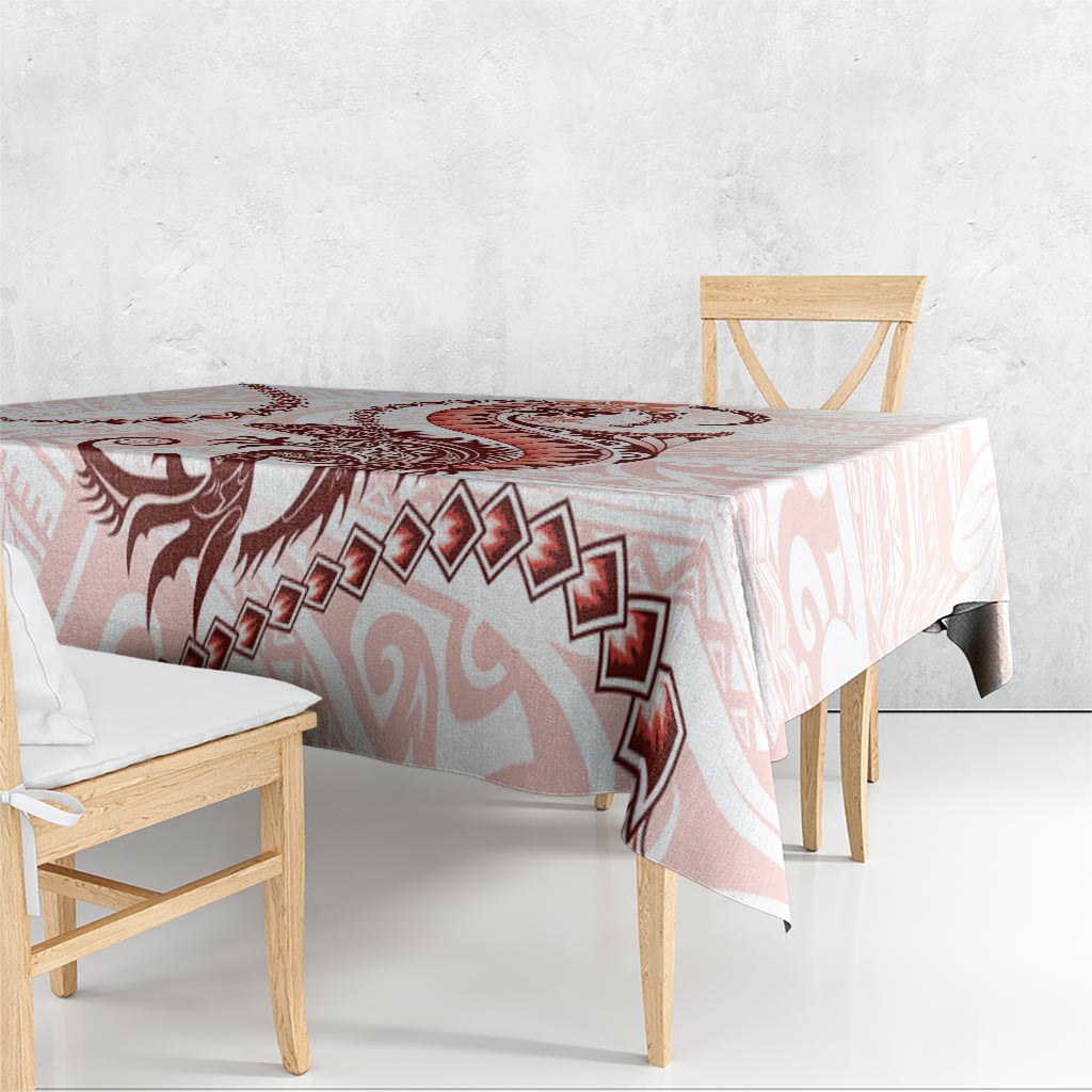 Red Maori Tuatara Tablecloth Luxury Pastel Pattern