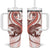 Red Maori Tuatara Tumbler With Handle Luxury Pastel Pattern