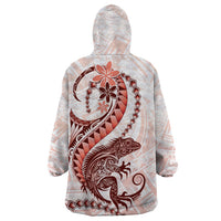 Red Maori Tuatara Wearable Blanket Hoodie Luxury Pastel Pattern LT01 - Polynesian Pride