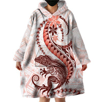 Red Maori Tuatara Wearable Blanket Hoodie Luxury Pastel Pattern LT01 - Polynesian Pride