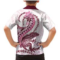 Pink Maori Tuatara Family Matching Mermaid Dress and Hawaiian Shirt Luxury Pastel Pattern LT01 - Polynesian Pride