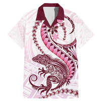 Pink Maori Tuatara Family Matching Mermaid Dress and Hawaiian Shirt Luxury Pastel Pattern LT01 Dad's Shirt - Short Sleeve Pink - Polynesian Pride