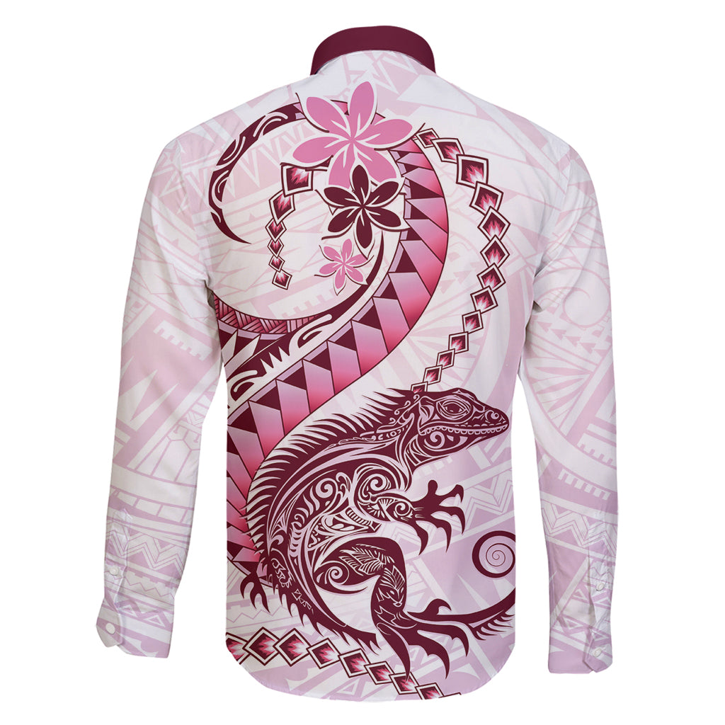 Pink Maori Tuatara Family Matching Off Shoulder Short Dress and Hawaiian Shirt Luxury Pastel Pattern LT01 - Polynesian Pride