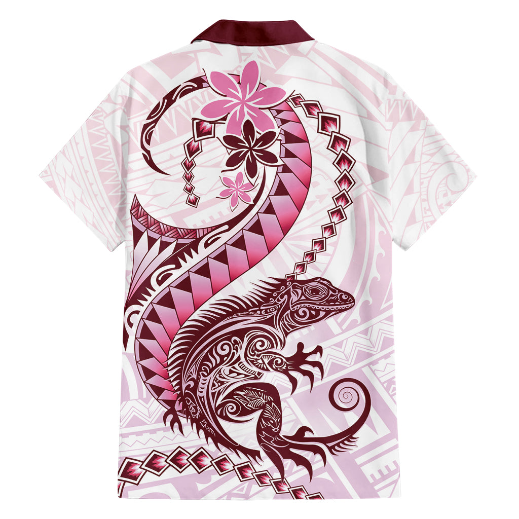 Pink Maori Tuatara Family Matching Short Sleeve Bodycon Dress and Hawaiian Shirt Luxury Pastel Pattern LT01 - Polynesian Pride
