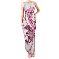 Pink Maori Tuatara Family Matching Tank Maxi Dress and Hawaiian Shirt Luxury Pastel Pattern LT01 Mom's Dress Pink - Polynesian Pride