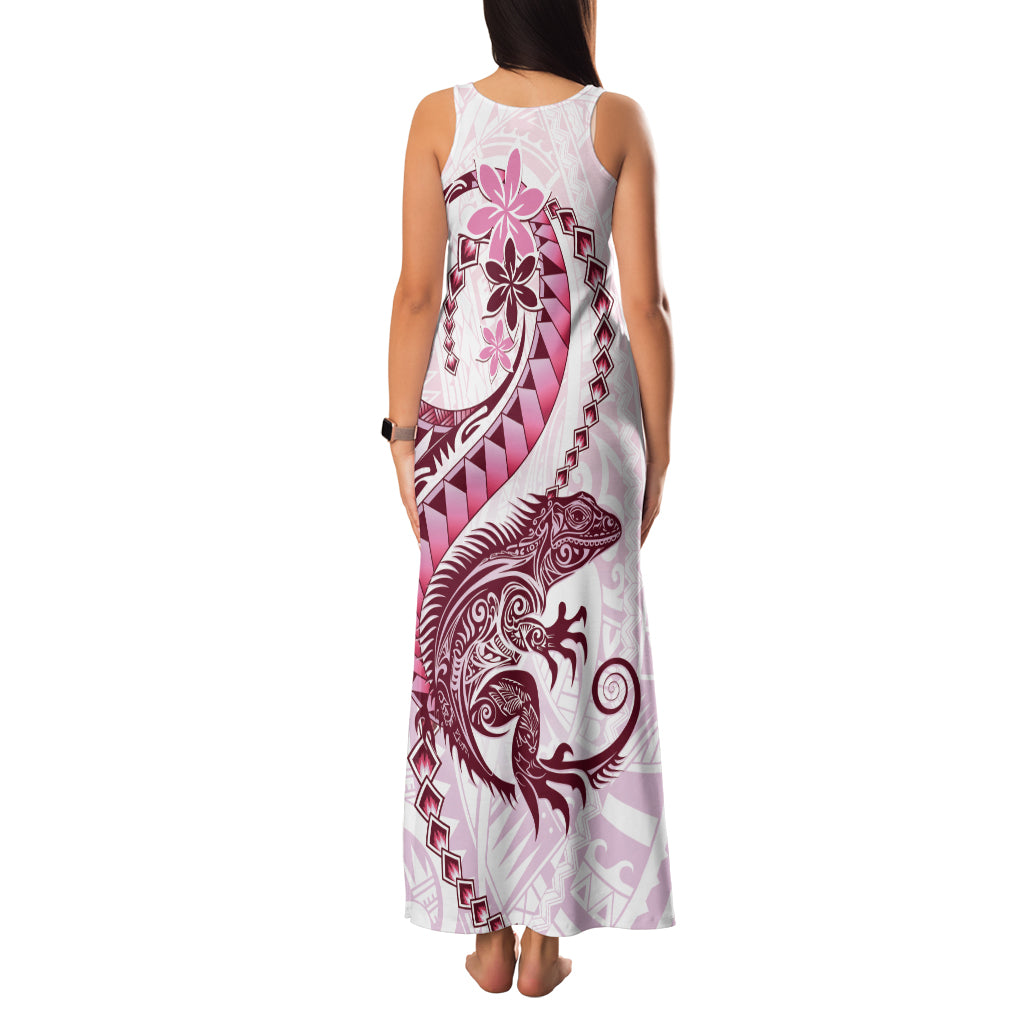 Pink Maori Tuatara Family Matching Tank Maxi Dress and Hawaiian Shirt Luxury Pastel Pattern LT01 - Polynesian Pride