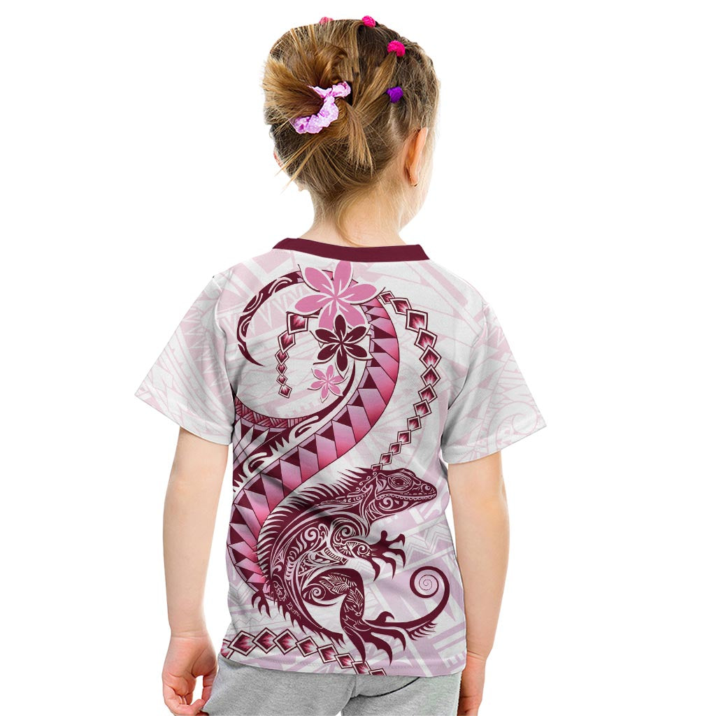 Pink Maori Tuatara Kid T Shirt Luxury Pastel Pattern LT01 - Polynesian Pride