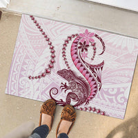 Pink Maori Tuatara Rubber Doormat Luxury Pastel Pattern