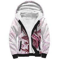 Pink Maori Tuatara Sherpa Hoodie Luxury Pastel Pattern LT01 Unisex Pink - Polynesian Pride