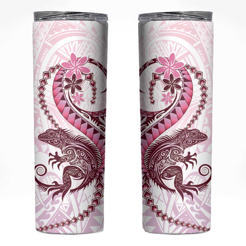 Pink Maori Tuatara Skinny Tumbler Luxury Pastel Pattern LT01 Pink - Polynesian Pride