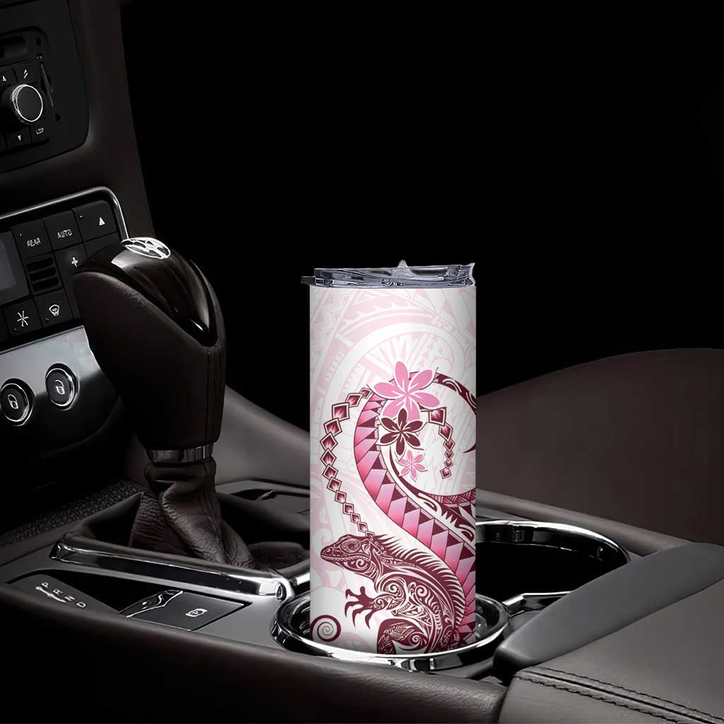 Pink Maori Tuatara Skinny Tumbler Luxury Pastel Pattern