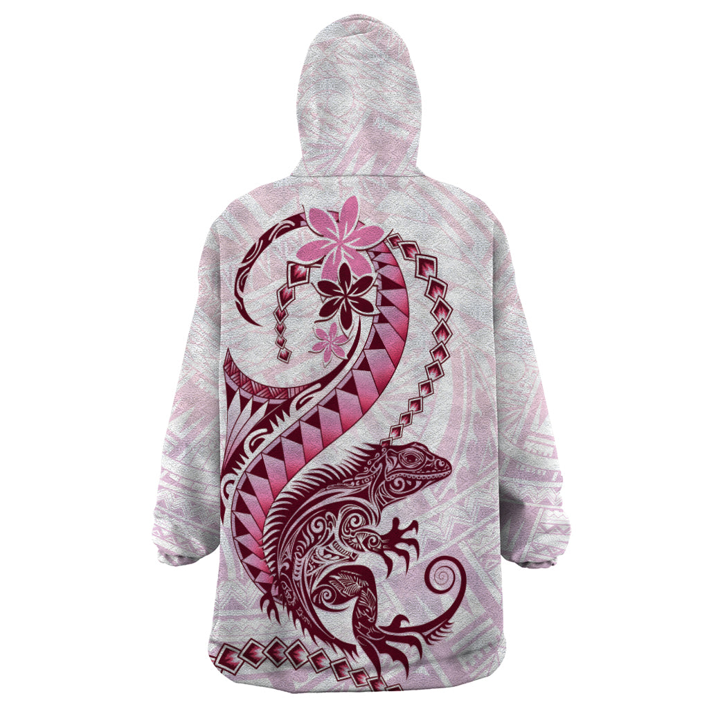 Pink Maori Tuatara Wearable Blanket Hoodie Luxury Pastel Pattern LT01 - Polynesian Pride