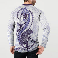 Purple Maori Tuatara Button Sweatshirt Luxury Pastel Pattern