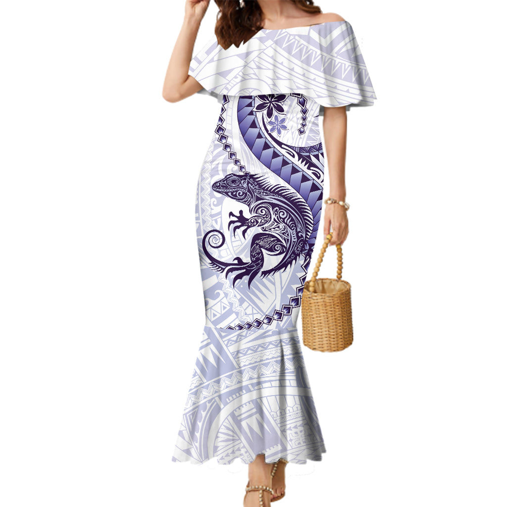 Purple Maori Tuatara Family Matching Mermaid Dress and Hawaiian Shirt Luxury Pastel Pattern LT01 Mom's Dress Purple - Polynesian Pride