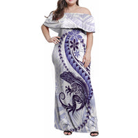 Purple Maori Tuatara Family Matching Off Shoulder Maxi Dress and Hawaiian Shirt Luxury Pastel Pattern LT01 Mom's Dress Purple - Polynesian Pride