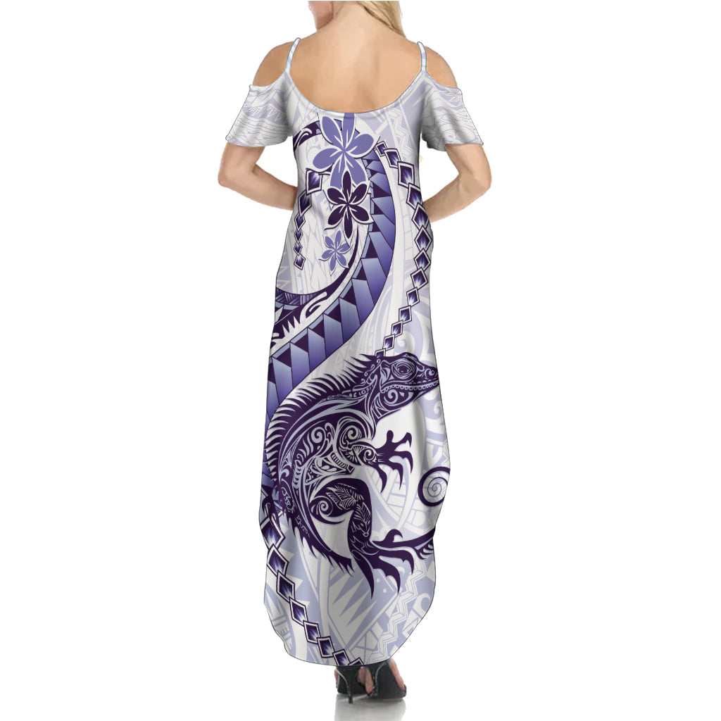 Purple Maori Tuatara Family Matching Summer Maxi Dress and Hawaiian Shirt Luxury Pastel Pattern LT01 - Polynesian Pride