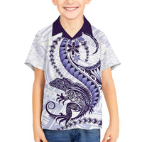 Purple Maori Tuatara Family Matching Tank Maxi Dress and Hawaiian Shirt Luxury Pastel Pattern LT01 Son's Shirt Purple - Polynesian Pride