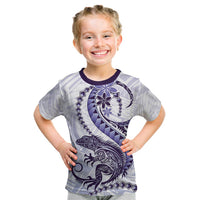 Purple Maori Tuatara Kid T Shirt Luxury Pastel Pattern LT01 Purple - Polynesian Pride