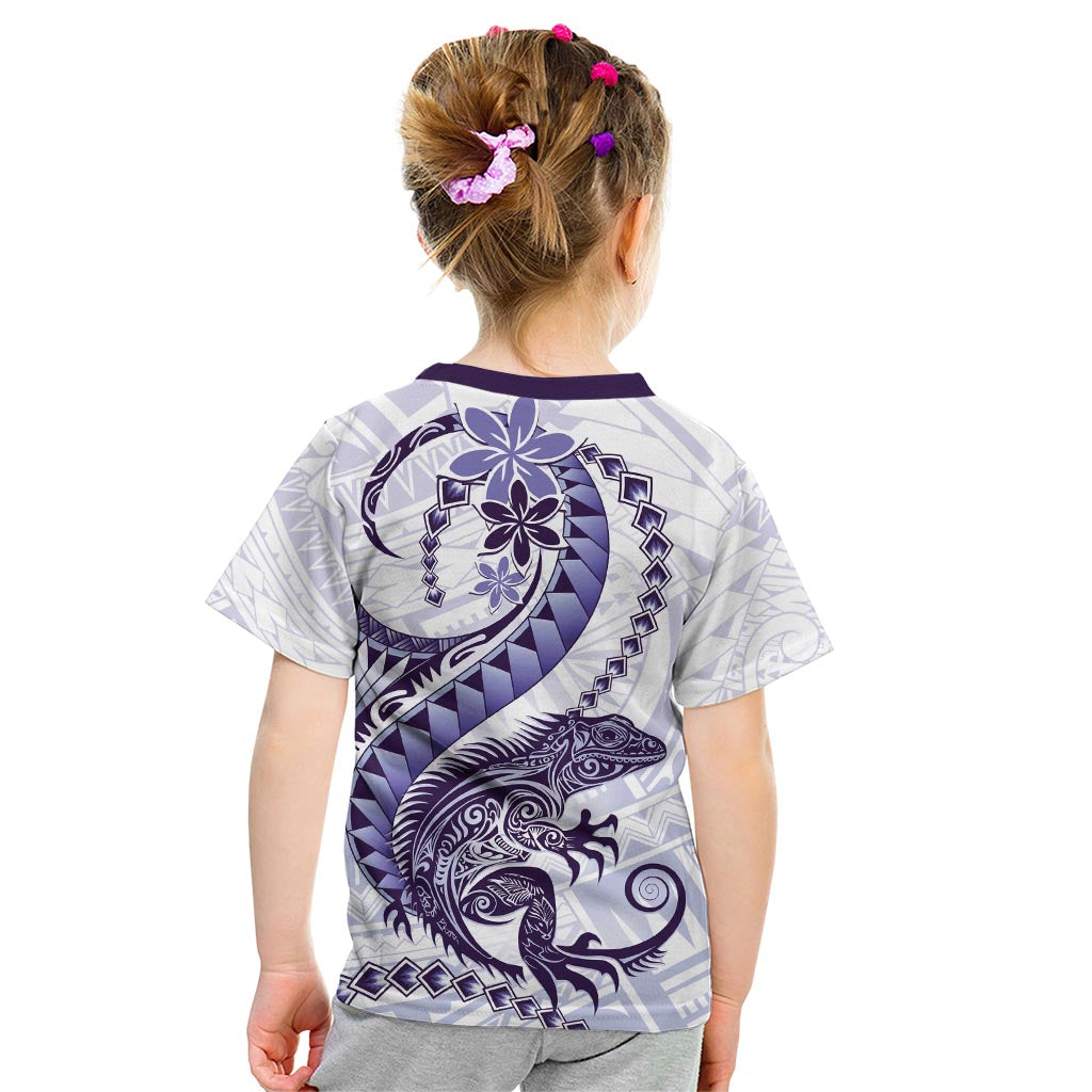 Purple Maori Tuatara Kid T Shirt Luxury Pastel Pattern LT01 - Polynesian Pride