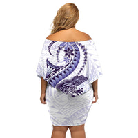 Purple Maori Tuatara Off Shoulder Short Dress Luxury Pastel Pattern LT01 - Polynesian Pride