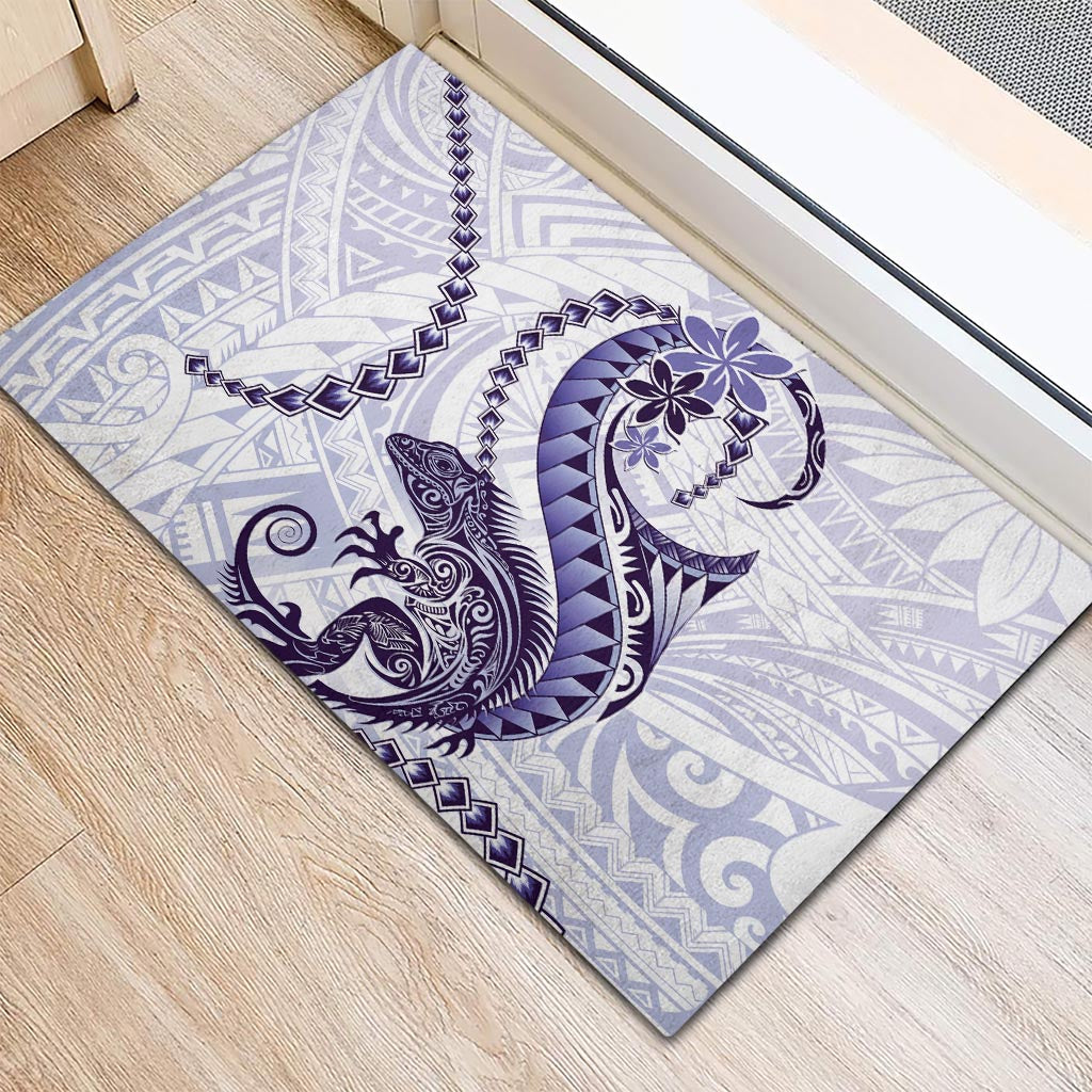 Purple Maori Tuatara Rubber Doormat Luxury Pastel Pattern