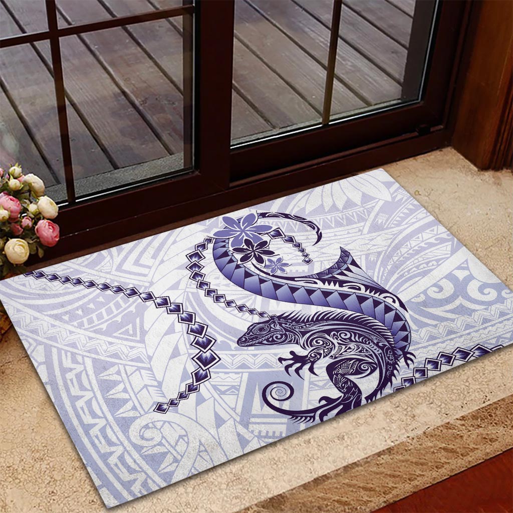 Purple Maori Tuatara Rubber Doormat Luxury Pastel Pattern