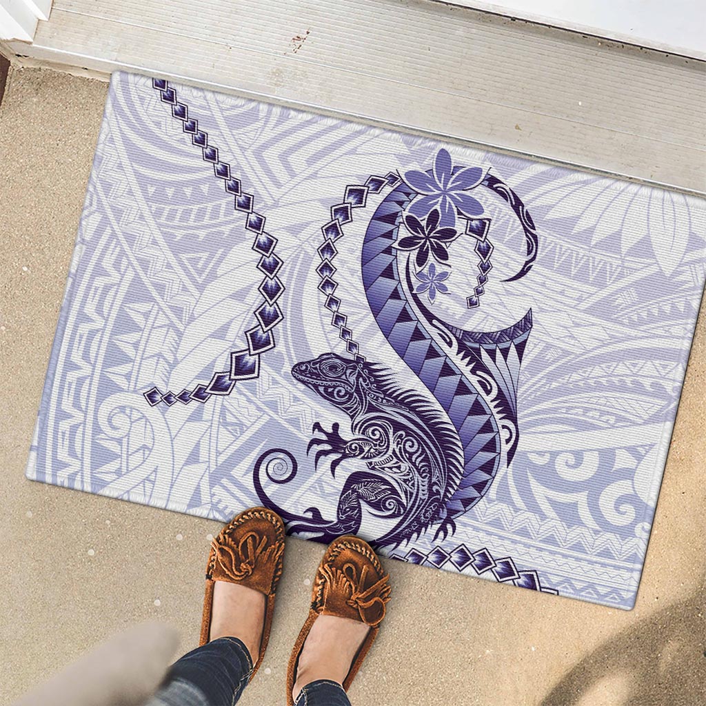 Purple Maori Tuatara Rubber Doormat Luxury Pastel Pattern