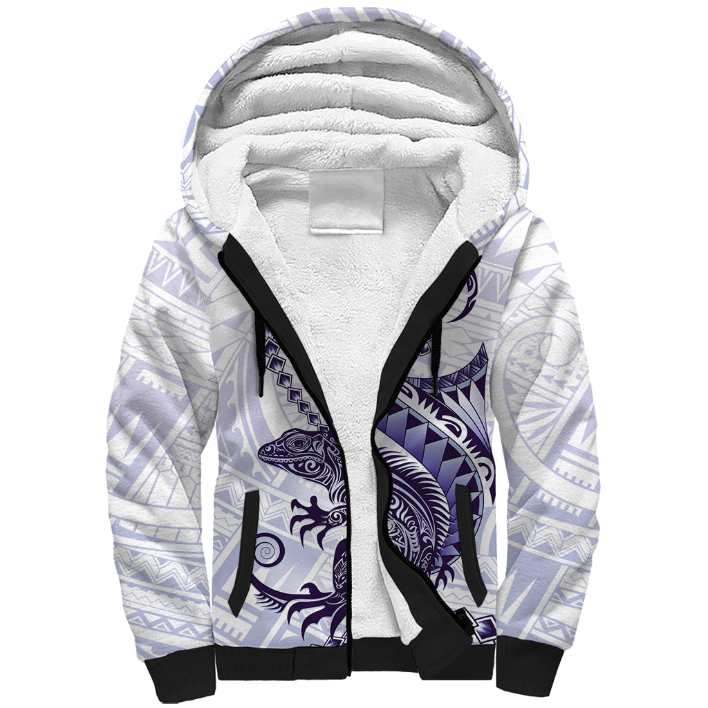 Purple Maori Tuatara Sherpa Hoodie Luxury Pastel Pattern LT01 Unisex Purple - Polynesian Pride