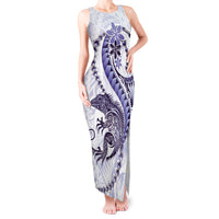 Purple Maori Tuatara Tank Maxi Dress Luxury Pastel Pattern LT01 Women Purple - Polynesian Pride