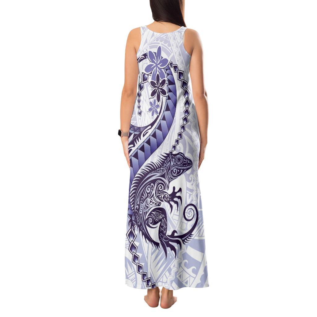 Purple Maori Tuatara Tank Maxi Dress Luxury Pastel Pattern LT01 - Polynesian Pride