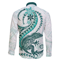 Teal Maori Tuatara Family Matching Long Sleeve Bodycon Dress and Hawaiian Shirt Luxury Pastel Pattern LT01 - Polynesian Pride
