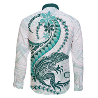 Teal Maori Tuatara Family Matching Short Sleeve Bodycon Dress and Hawaiian Shirt Luxury Pastel Pattern LT01 - Polynesian Pride