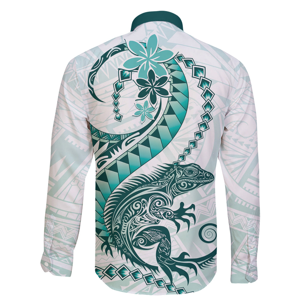 Teal Maori Tuatara Family Matching Summer Maxi Dress and Hawaiian Shirt Luxury Pastel Pattern LT01 - Polynesian Pride