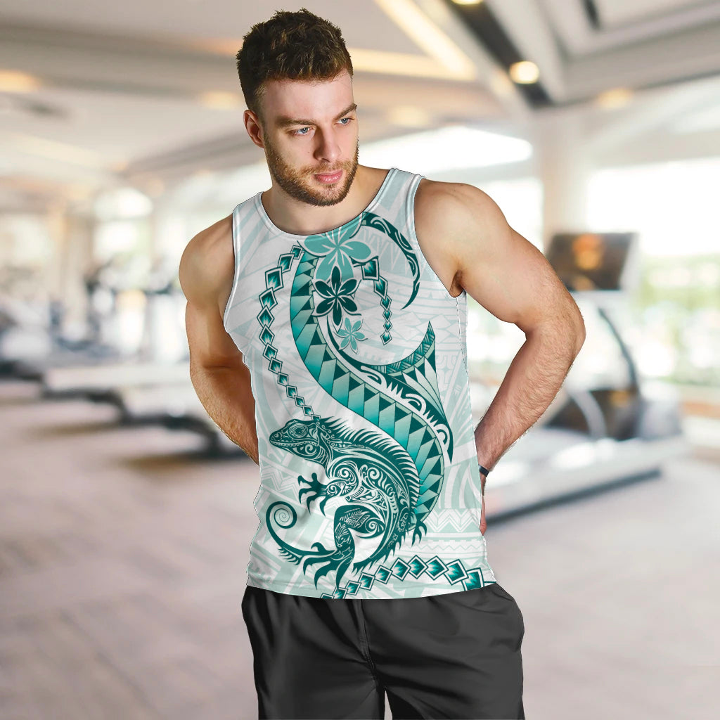 Teal Maori Tuatara Men Tank Top Luxury Pastel Pattern LT01 Teal - Polynesian Pride
