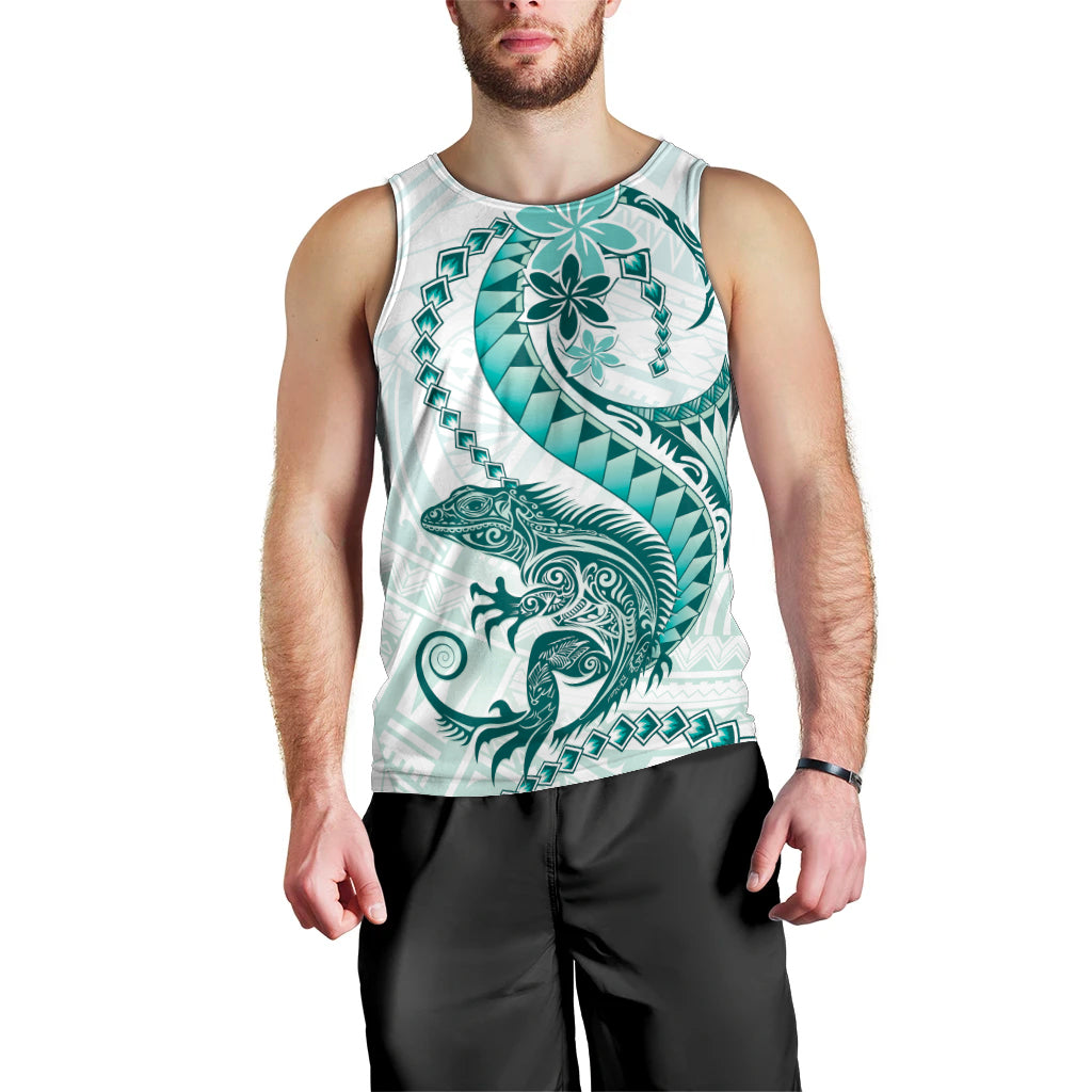 Teal Maori Tuatara Men Tank Top Luxury Pastel Pattern LT01 - Polynesian Pride