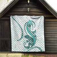Teal Maori Tuatara Quilt Luxury Pastel Pattern