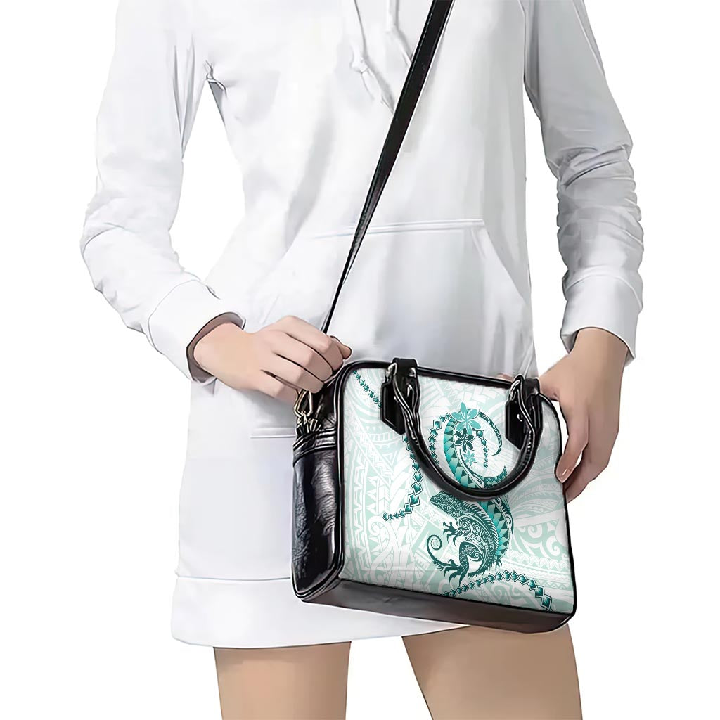 Teal Maori Tuatara Shoulder Handbag Luxury Pastel Pattern