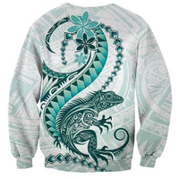 Teal Maori Tuatara Sweatshirt Luxury Pastel Pattern